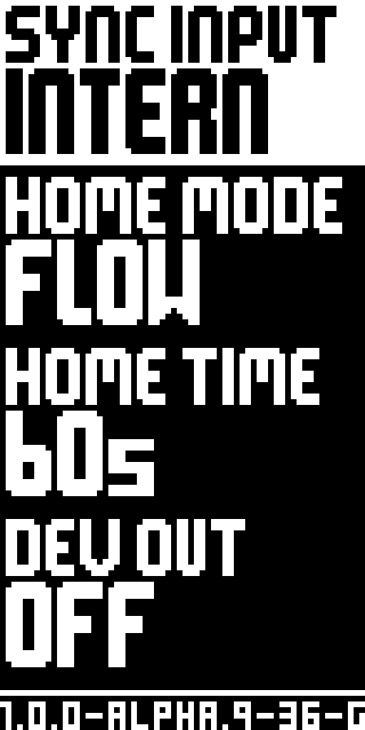 General Settings: CLOCK, HOME, INACTIVITY, TRS OUT, DEV OUT, HOST OUT, PC INPUT, SAVE